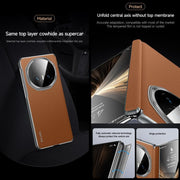 For Honor Magic V5 SULADA Frameless Top Layer Cowhide Leather PC Phone Case(Black)