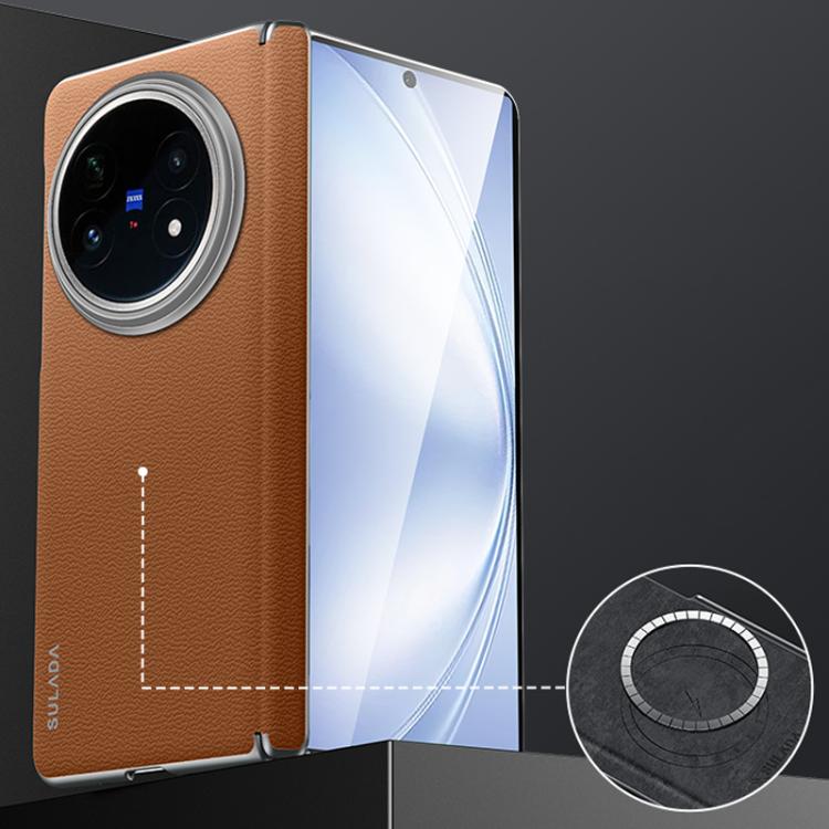 For vivo X Fold5 SULADA Frameless Top Layer Cowhide Leather PC Phone Case(Brown) - free shipping - PMC TechLife - Order now!