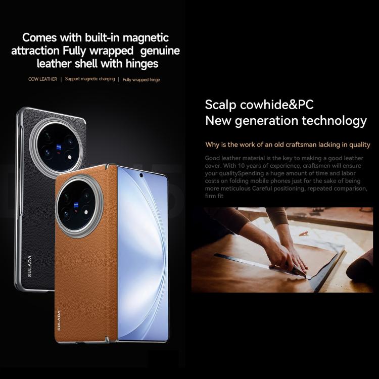 For vivo X Fold5 SULADA Frameless Top Layer Cowhide Leather PC Phone Case(Brown) - free shipping - PMC TechLife - Order now!
