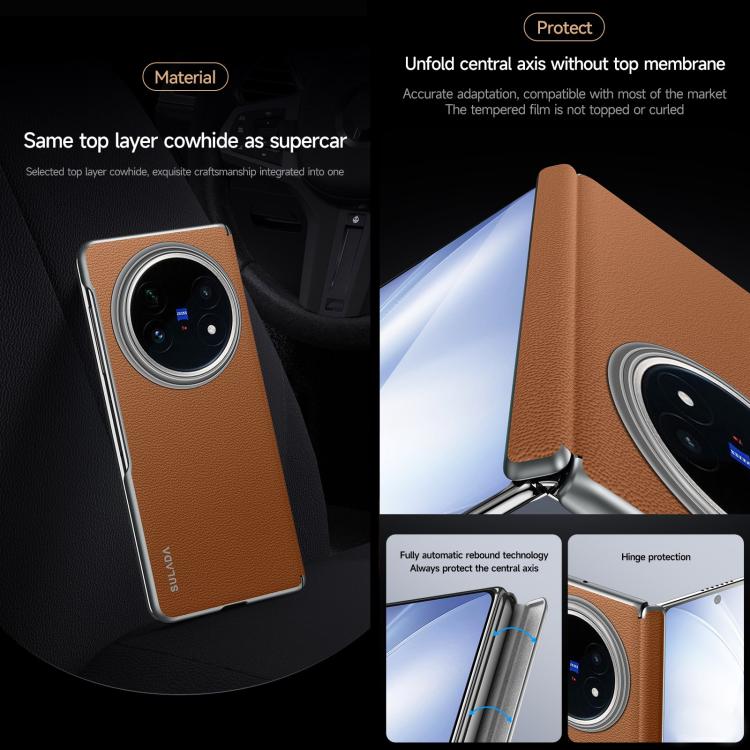 For vivo X Fold5 SULADA Frameless Top Layer Cowhide Leather PC Phone Case(Brown) - free shipping - PMC TechLife - Order now!