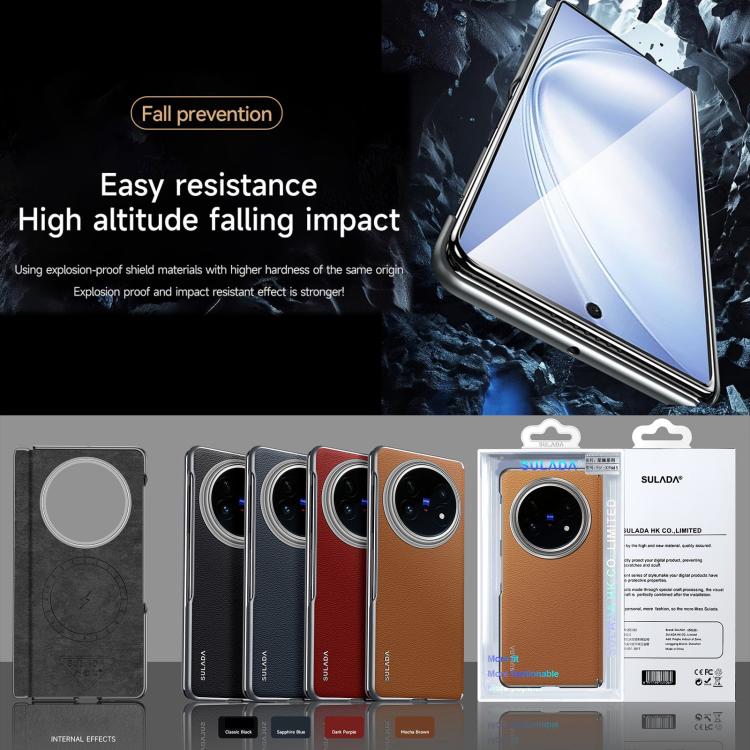 For vivo X Fold5 SULADA Frameless Top Layer Cowhide Leather PC Phone Case(Black) - free shipping - PMC Jewellery - Order now!