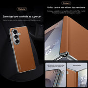 For Samsung Galaxy Z Fold7 5G SULADA Frameless Top Layer Cowhide Leather PC Phone Case(Brown)
