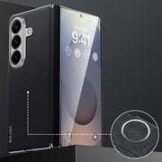 For Samsung Galaxy Z Fold7 5G SULADA Frameless Top Layer Cowhide Leather PC Phone Case(Black)