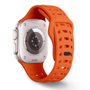 For Apple Watch 46mm / 49mm / 45mm / 44mm Shark Texture Holes Silicone Watch Band(Orange)