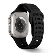 For Apple Watch 46mm / 49mm / 45mm / 44mm Shark Texture Holes Silicone Watch Band(Black)
