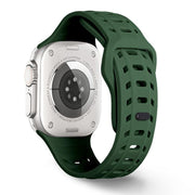 For Apple Watch 46mm / 49mm / 45mm / 44mm Shark Texture Holes Silicone Watch Band(Alfalfa)