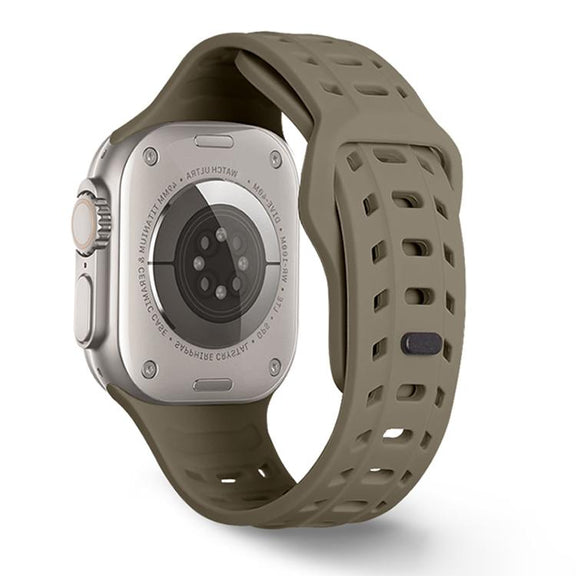 For Apple Watch 46mm / 49mm / 45mm / 44mm Shark Texture Holes Silicone Watch Band(Stone)