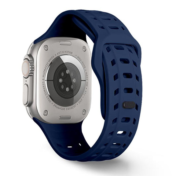 For Apple Watch 46mm / 49mm / 45mm / 44mm Shark Texture Holes Silicone Watch Band(Midnight Blue)