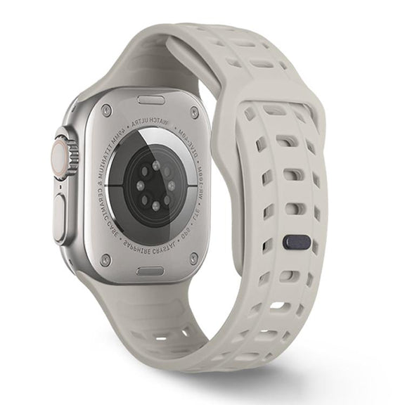 For Apple Watch 46mm / 49mm / 45mm / 44mm Shark Texture Holes Silicone Watch Band(Starlight)