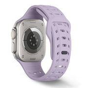 For Apple Watch 46mm / 49mm / 45mm / 44mm Shark Texture Holes Silicone Watch Band(Lavender Purple)