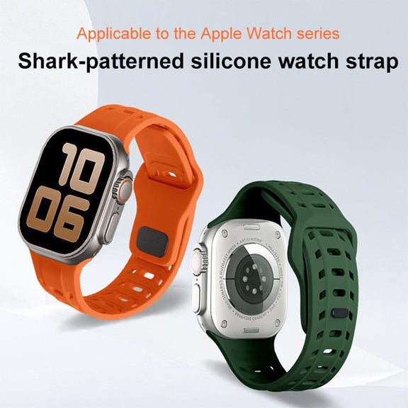 For Apple Watch 46mm / 49mm / 45mm / 44mm Shark Texture Holes Silicone Watch Band(Starry Lime)