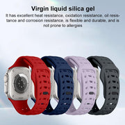 For Apple Watch 46mm / 49mm / 45mm / 44mm Shark Texture Holes Silicone Watch Band(Orange)