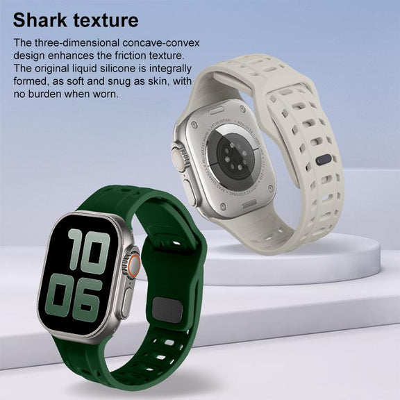 For Apple Watch 46mm / 49mm / 45mm / 44mm Shark Texture Holes Silicone Watch Band(Red)