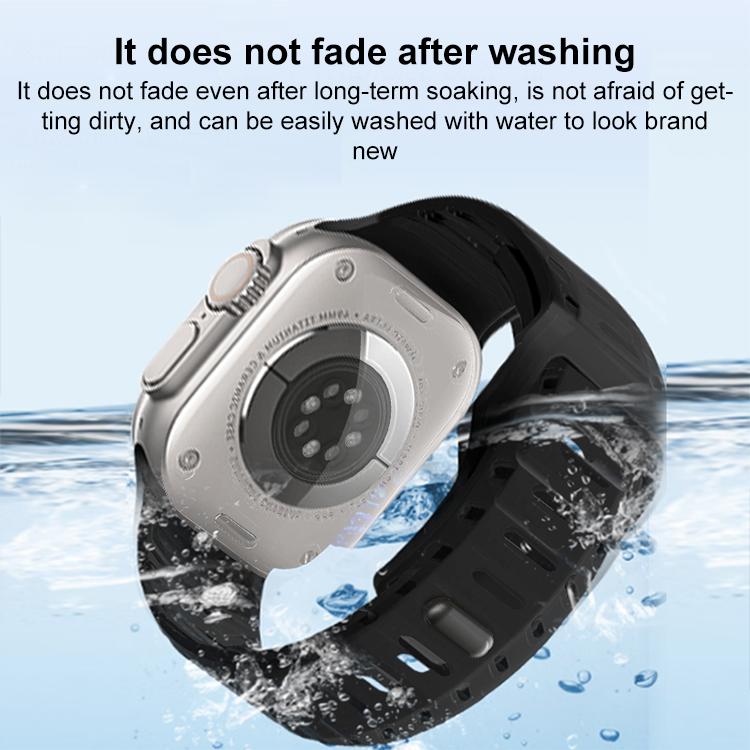 For Apple Watch 46mm / 49mm / 45mm / 44mm Shark Texture Holes Silicone Watch Band(Red)