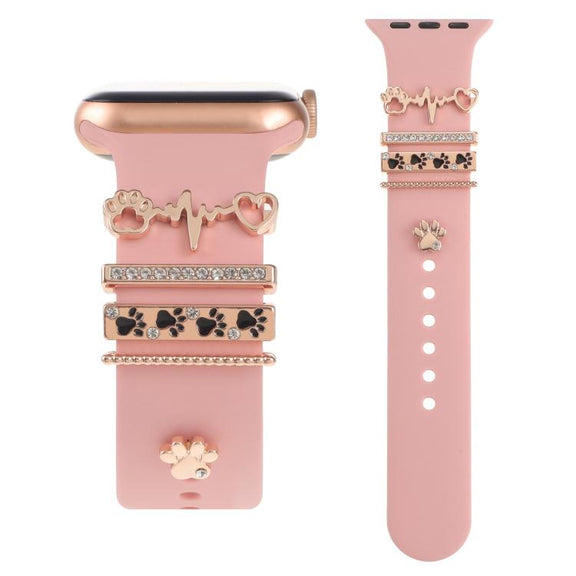 Smart Watch Band Decorative Ring Metal Accessories(Dog Paw Heart)