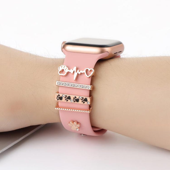 Smart Watch Band Decorative Ring Metal Accessories(Dog Paw Heart)