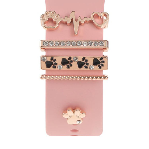Smart Watch Band Decorative Ring Metal Accessories(Dog Paw Heart)