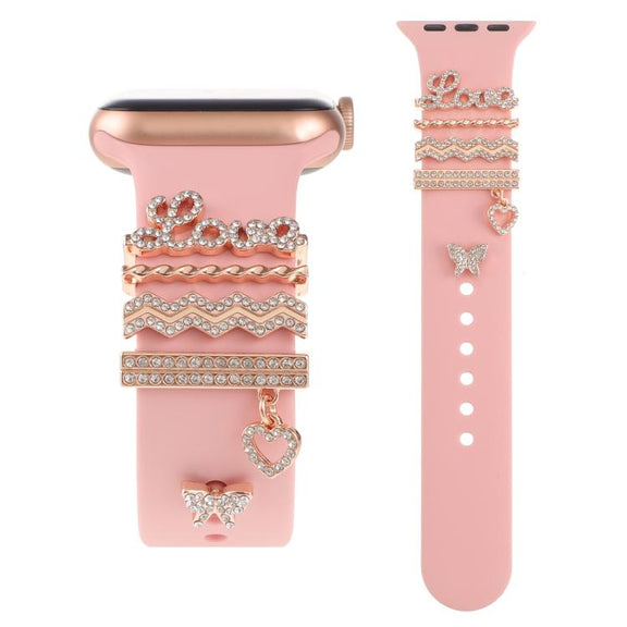 Smart Watch Band Decorative Ring Metal Accessories(Rose Gold LOVE)