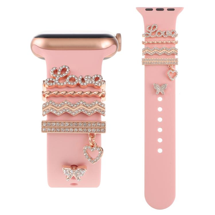 Smart Watch Band Decorative Ring Metal Accessories(Rose Gold LOVE)