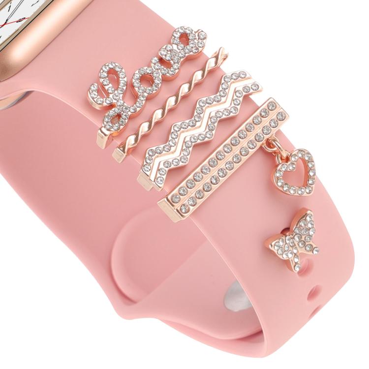 Smart Watch Band Decorative Ring Metal Accessories(Rose Gold LOVE)