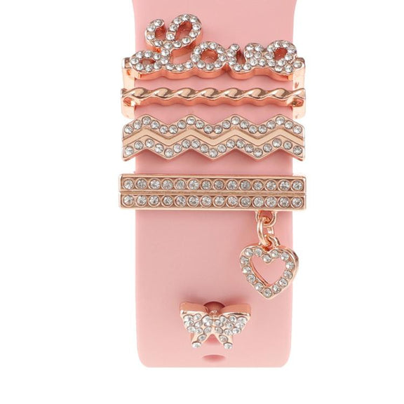 Smart Watch Band Decorative Ring Metal Accessories(Rose Gold LOVE)