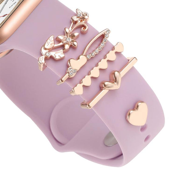 Smart Watch Band Decorative Ring Metal Accessories(Rose Gold Lily)