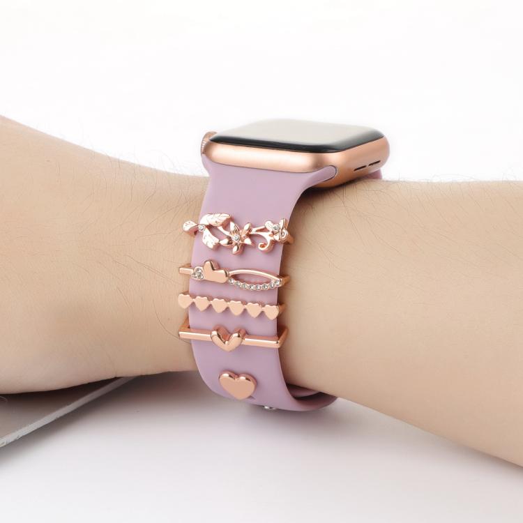 Smart Watch Band Decorative Ring Metal Accessories(Rose Gold Lily)