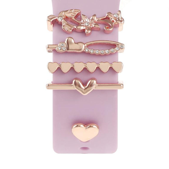 Smart Watch Band Decorative Ring Metal Accessories(Rose Gold Lily)