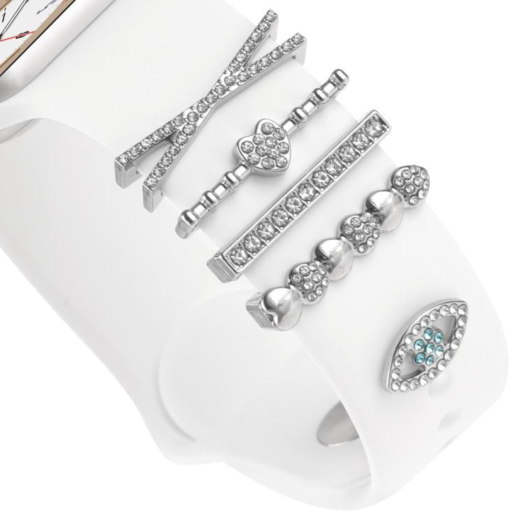 Smart Watch Band Decorative Ring Metal Accessories(Silver Heart Eyes)