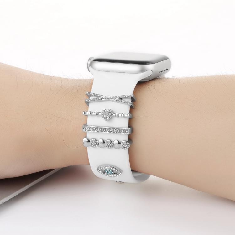 Smart Watch Band Decorative Ring Metal Accessories(Silver Heart Eyes)