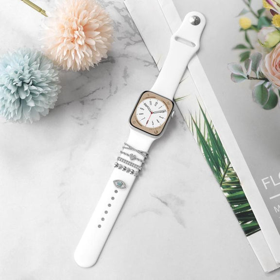 Smart Watch Band Decorative Ring Metal Accessories(Silver Heart Eyes)