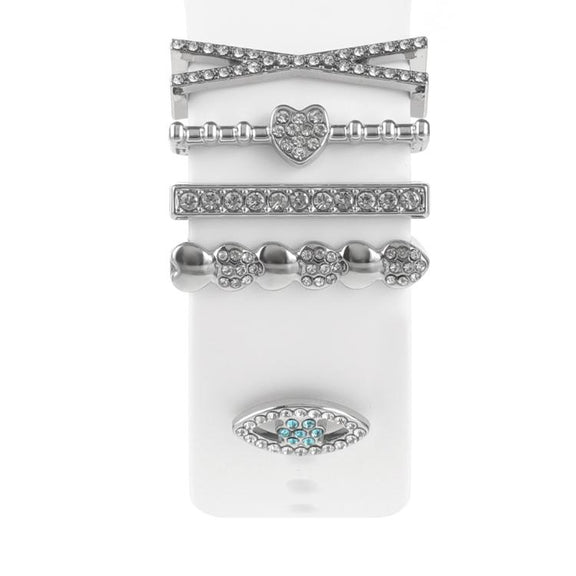 Smart Watch Band Decorative Ring Metal Accessories(Silver Heart Eyes)