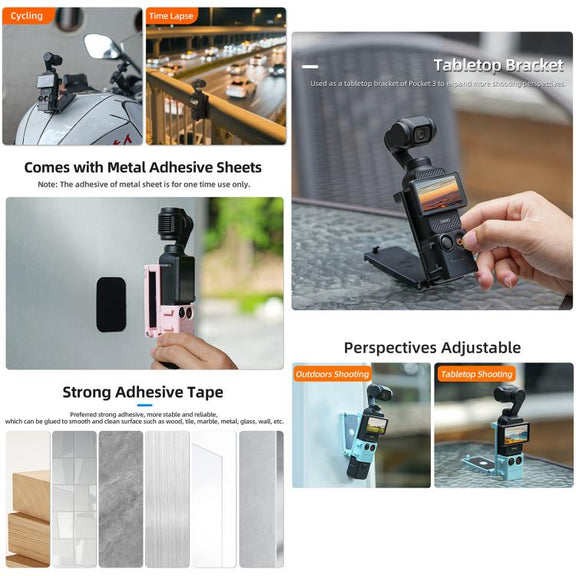 For DJI OSMO Pocket 3 Sunnylife Magnetic Mount 1/4 Adapter Cold Shoe Tabletop Base Bracket Angles Adjustable Multi Expansion Mount(Yellow)