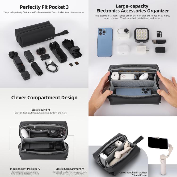For DJI OSMO Pocket 3 Sunnylife Carrying Handbag Storage Shoulder Bag Combo Bags Mini Travel Daily Pouch(Orange)
