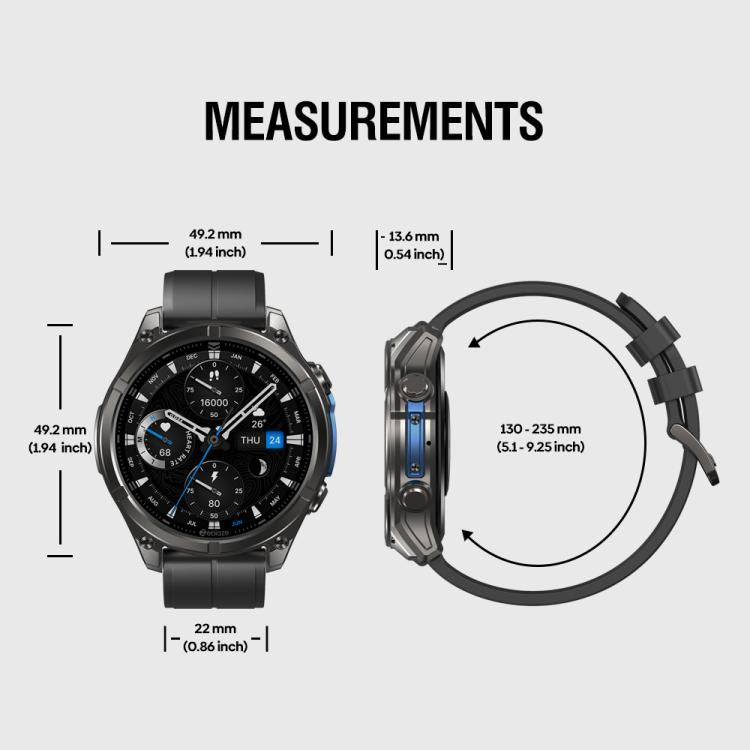 Zeblaze Vibe 8 Rugged Outdoor Smart Watch 1.43 inch Screen 5 ATM & IP69K Built-in Flashlight(Black)