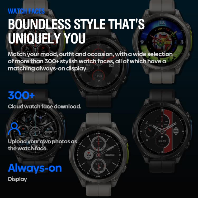 Zeblaze Vibe 8 Rugged Outdoor Smart Watch 1.43 inch Screen 5 ATM & IP69K Built-in Flashlight(Black)