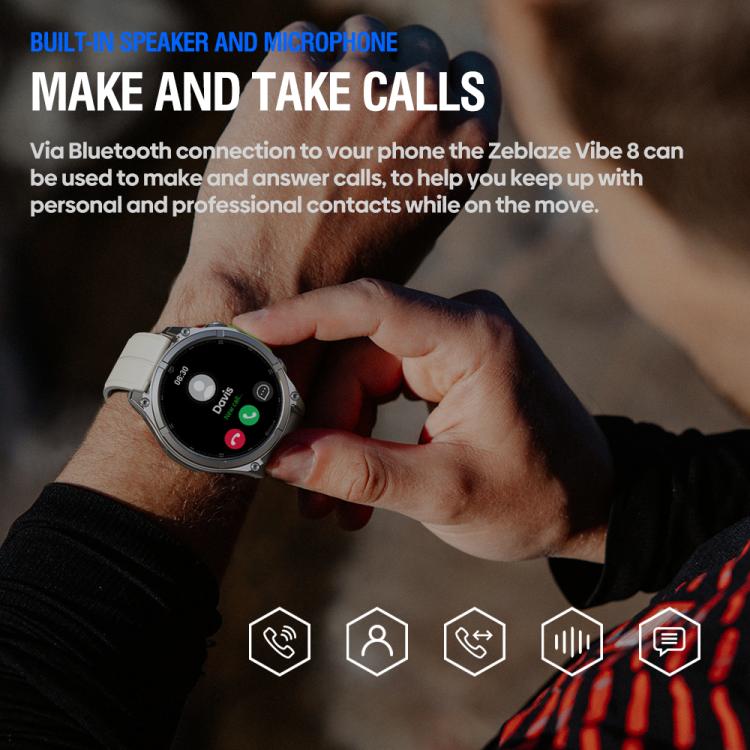 Zeblaze Vibe 8 Rugged Outdoor Smart Watch 1.43 inch Screen 5 ATM & IP69K Built-in Flashlight(Grey) - free shipping - PMC Jewellery - Order now!