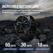 Zeblaze Vibe 8 Rugged Outdoor Smart Watch 1.43 inch Screen 5 ATM & IP69K Built-in Flashlight(Black)