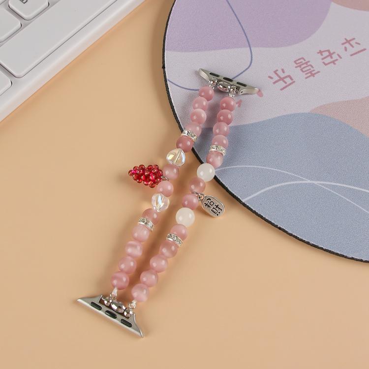 For Apple Watch 46mm / 49mm / 45mm / 44mm Cat Eyes Stone Beads Bracelet Watch Band(Grape Purple) - free shipping - PMC TechLife - Order now!