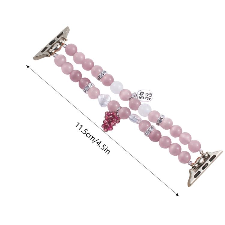 For Apple Watch 42mm / 41mm / 40mm / 38mm Cat Eyes Stone Beads Bracelet Watch Band(Grape Purple) - free shipping - PMC TechLife - Order now!