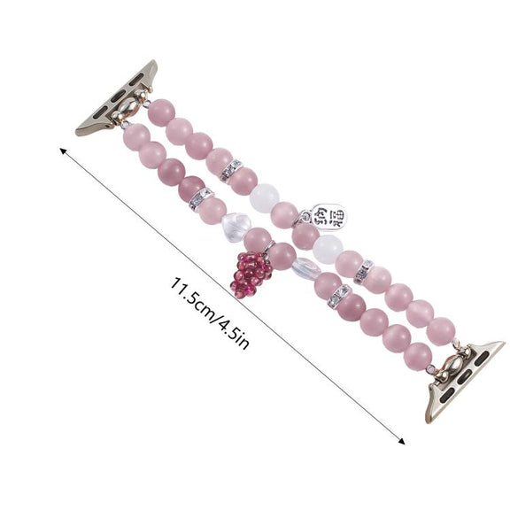 For Apple Watch 42mm / 41mm / 40mm / 38mm Cat Eyes Stone Beads Bracelet Watch Band(Grape Purple)