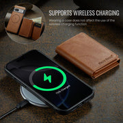 For Google Pixel 7 Fierre Shann 2 in 1 Holder RFID Card Slot Wallet MagSafe Phone Case(Dark Brown)