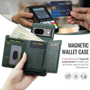For Google Pixel 7 Fierre Shann 2 in 1 Holder RFID Card Slot Wallet MagSafe Phone Case(Green)