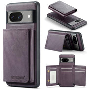 For Google Pixel 7 Fierre Shann 2 in 1 Holder RFID Card Slot Wallet MagSafe Phone Case(Purple)