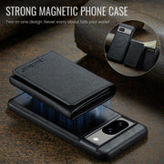 For Google Pixel 7 Fierre Shann 2 in 1 Holder RFID Card Slot Wallet MagSafe Phone Case(Black)