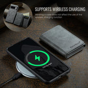 For Google Pixel 7 Pro Fierre Shann 2 in 1 Holder RFID Card Slot Wallet MagSafe Phone Case(Grey)