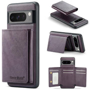 For Google Pixel 7 Pro Fierre Shann 2 in 1 Holder RFID Card Slot Wallet MagSafe Phone Case(Purple)