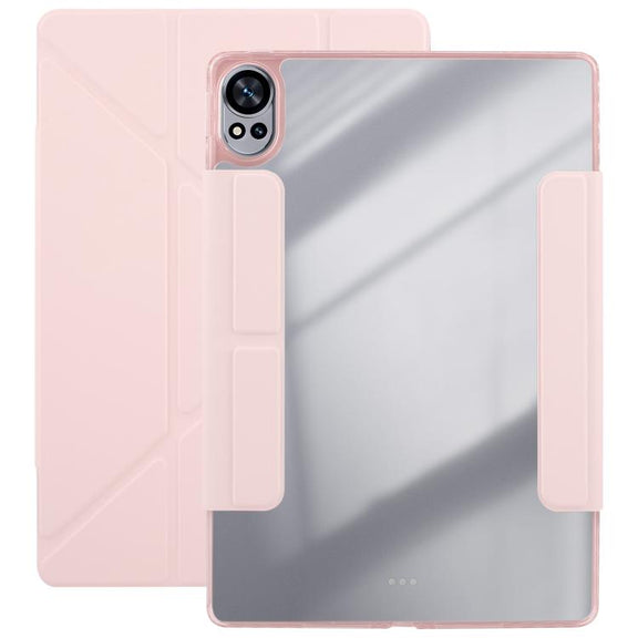 For Huawei MatePad Air 12 2024 Magnetic Detachable Dual-Clasp Acrylic Deformation Leather Tablet Case(Pink)