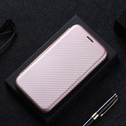 For DOOGEE N20 Pro Carbon Fiber Texture Horizontal Flip TPU + PC + PU Leather Case with Card Slot(Pink)