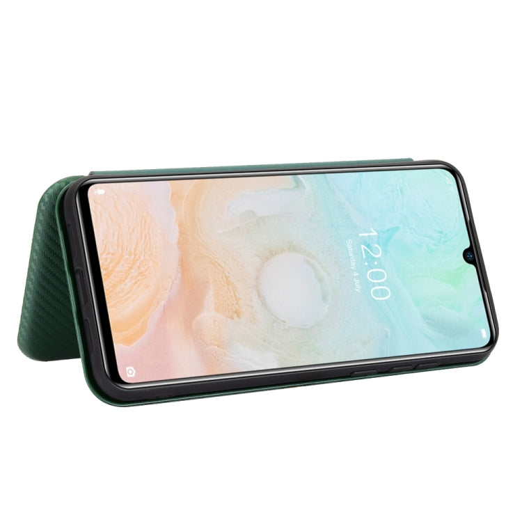 For DOOGEE N20 Pro Carbon Fiber Texture Horizontal Flip TPU + PC + PU Leather Case with Card Slot(Green)